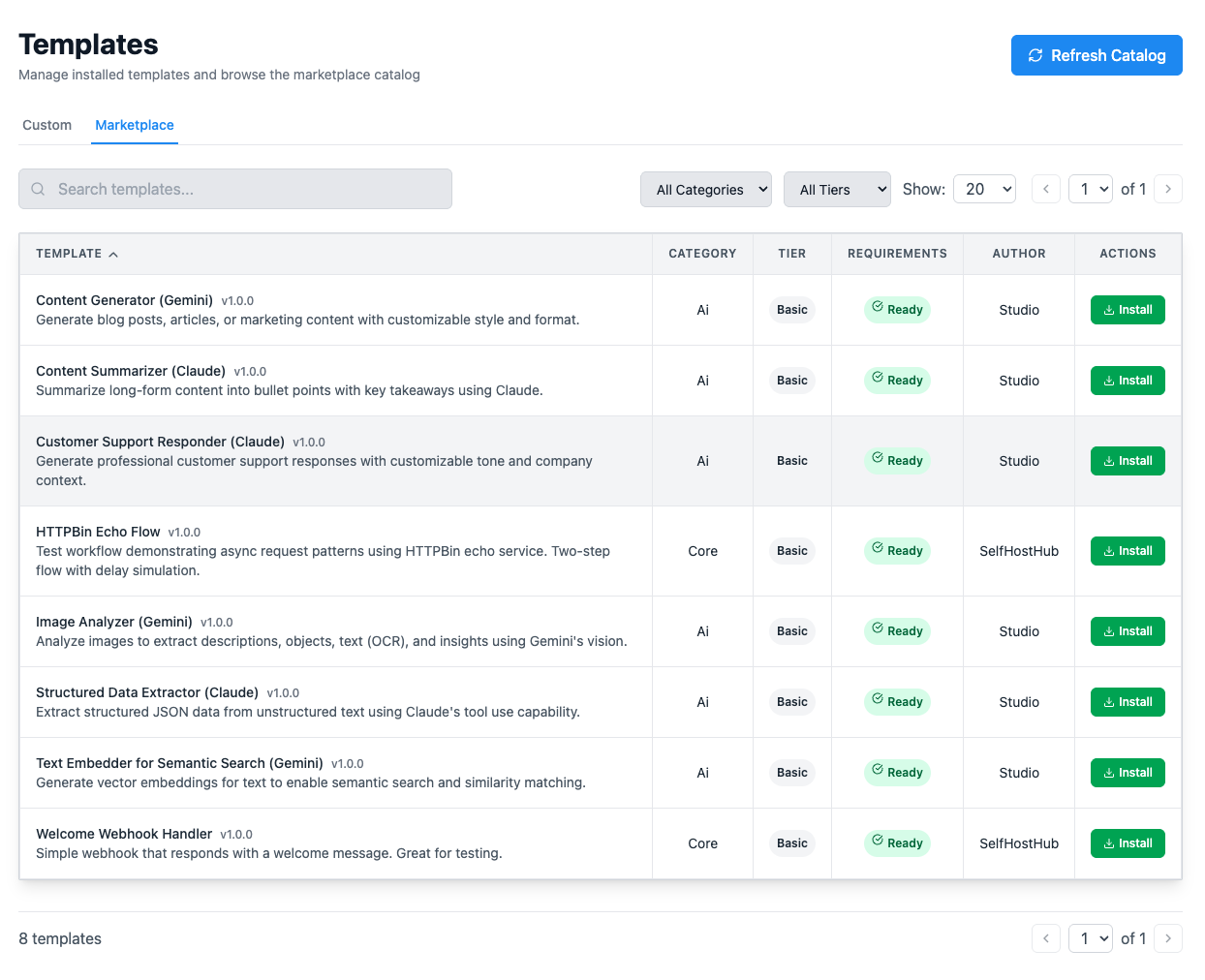 Templates Marketplace