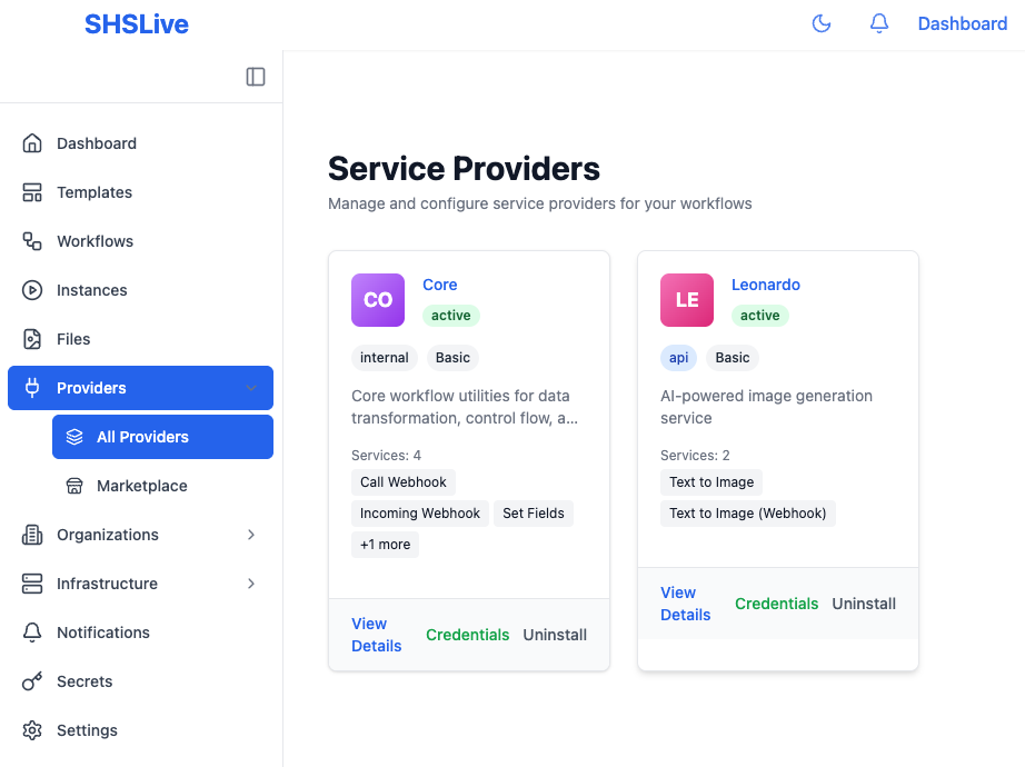 Service providers marketplace