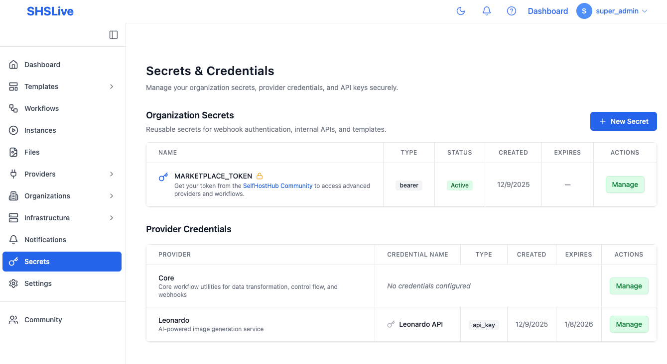 Secrets and credentials management